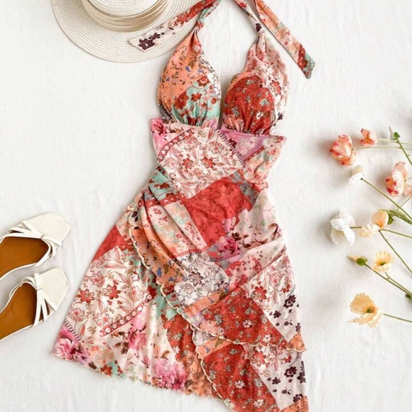 Dresses & Skirts - Floral Patchwork Halter Dress